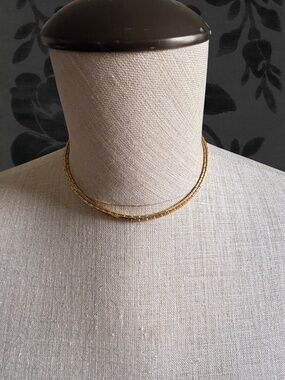Elegant Vintage Gold-Tone Block Link Choker Necklace